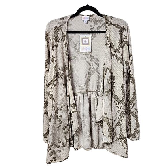 LulaRoe Nanette Snakeskin Open Draped Cardigan Womens Size Large NWT - Picture 1 of 9